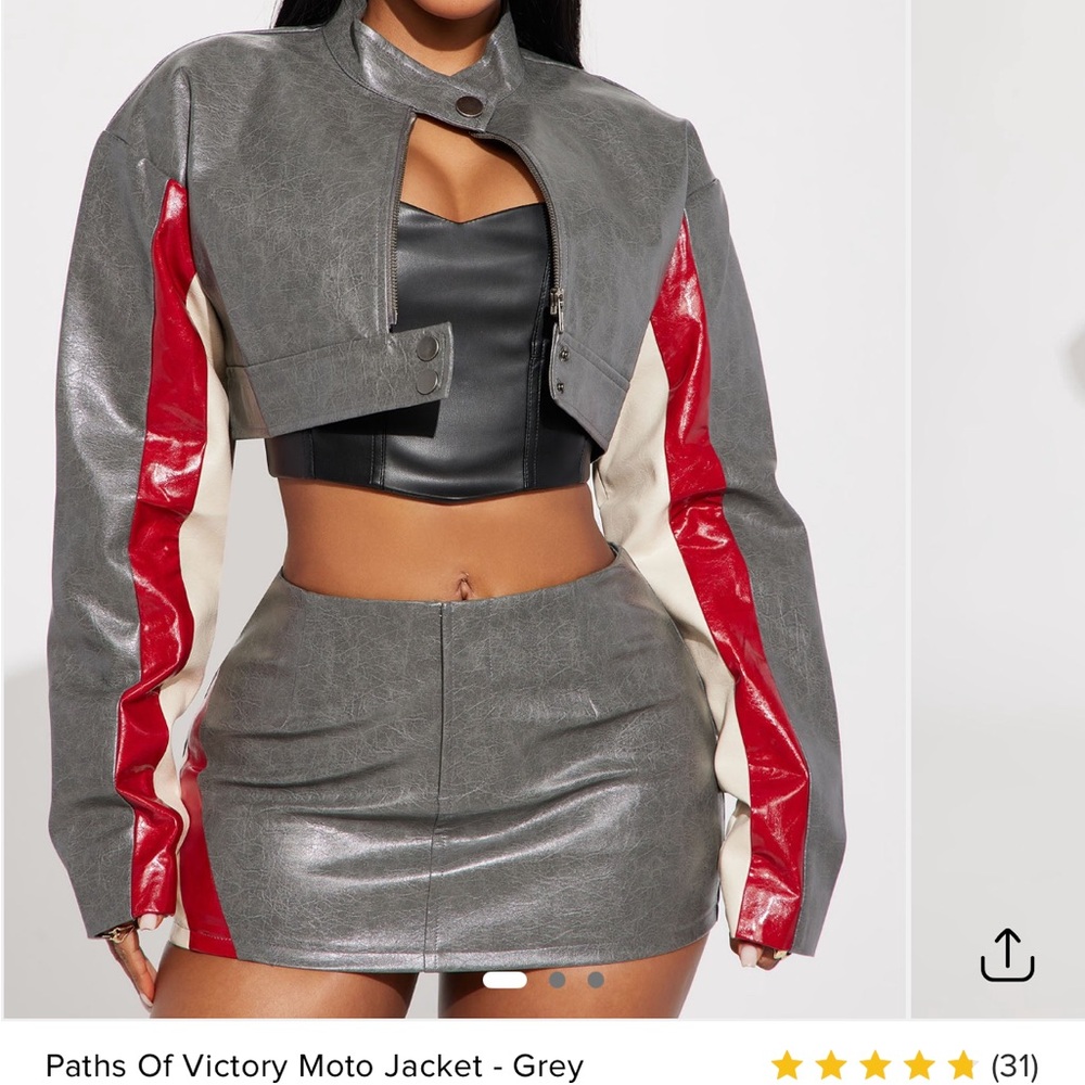 Fashion Nova Crop Moto Jacket🩶🍒